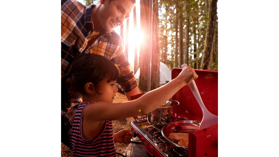 Outbound Portable Propane Gas Camping Stove w/2 Burners, Red, CTI0765813