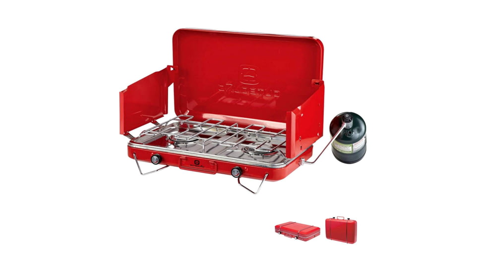 Outbound Portable Propane Gas Camping Stove w/2 Burners, Red, CTI0765813