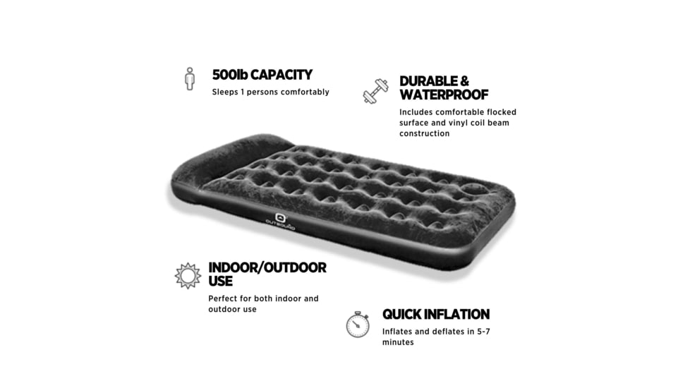 Outbound Twin Air Mattress w/ Built-In Foot Pump and Pillow, CTI0765560