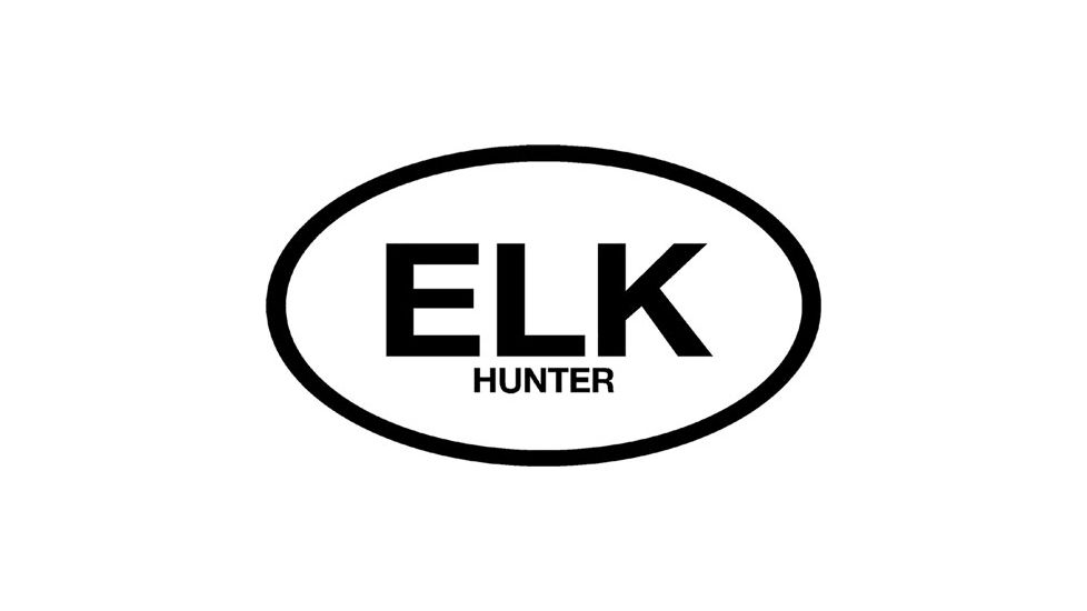 Outdoor Decals Elk Hunter Oval 6''x3'' Black On White