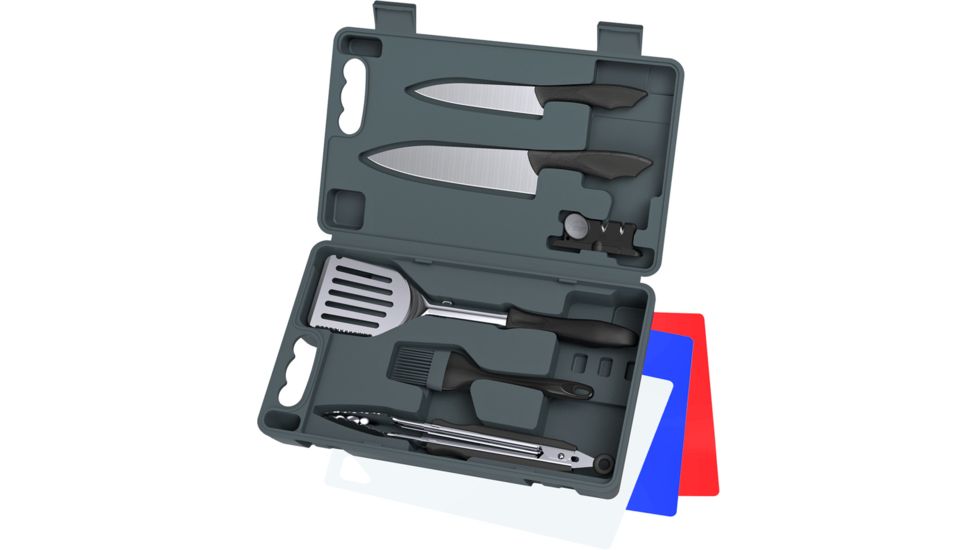 Outdoor Edge Cutlery CUT-N-QUE 10 PC. BBQ Set Box, Green, CU-10