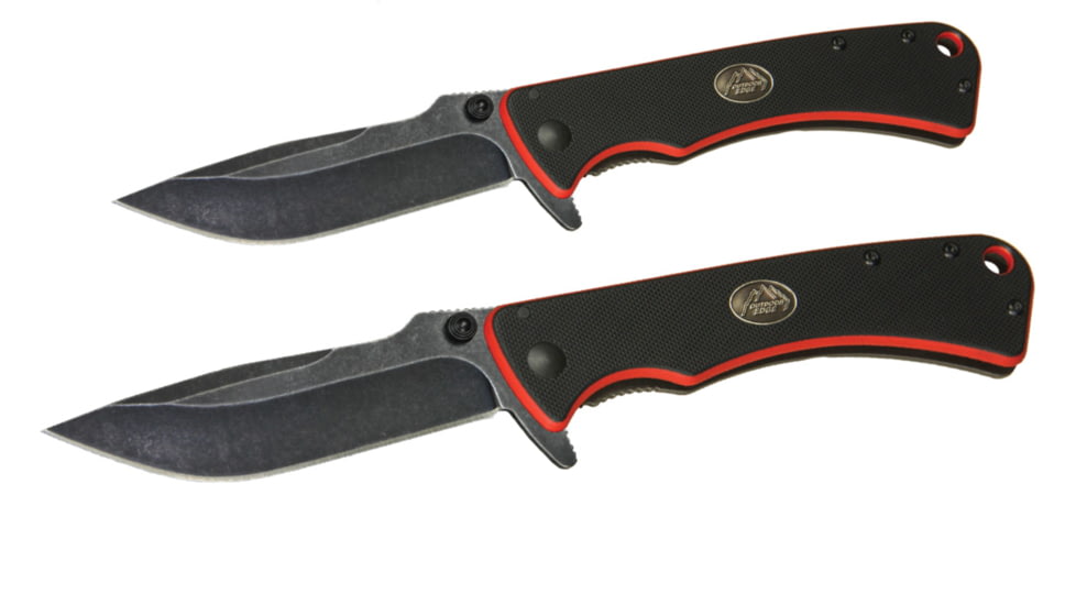 Outdoor Edge Cutlery Divide Folding Knife, 3in, Medium, Plain Edge, Black/Red, Blister, DV-30C
