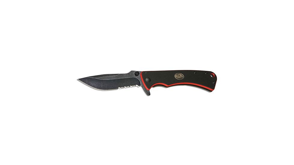 Outdoor Edge Cutlery Divide Folding Knife,3in Serrated 8Cr13MoV Stainless Blade,Medium,Black/Red G-10 and 420 Stainless Handle DV-30S