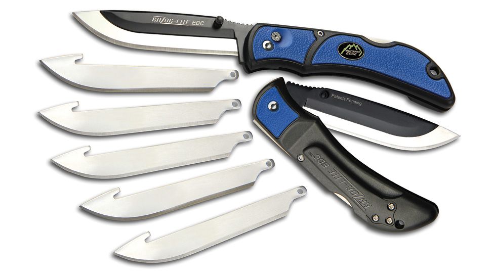 Outdoor Edge Cutlery Razor Lite EDC Blue Folding Knife,3.375in,Drop Point, Black Handle OERLU40C