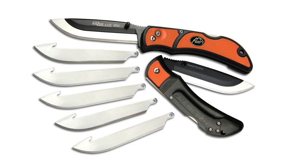 Outdoor Edge Cutlery Razor-Lite EDC Folding Knife,3.5in Japanese 420J2 Blade,Orange Grivory Handle,6 Replacement Blades RLB-30