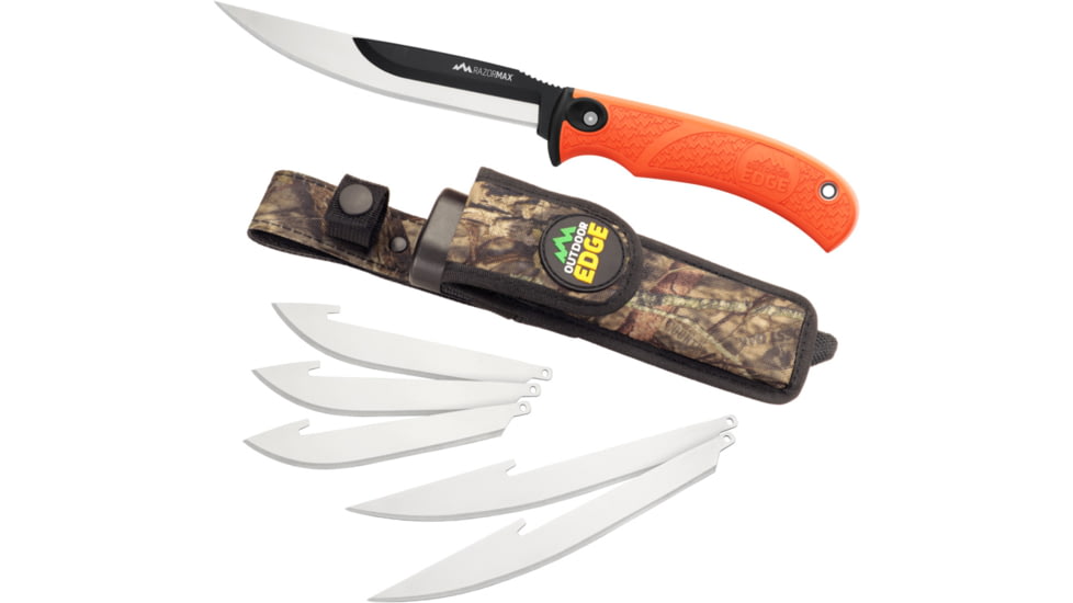 Outdoor Edge Cutlery Razor-Max Fixed Knife, 6-Blade Combo Set, 5in, Black, Blister, RMK-10C