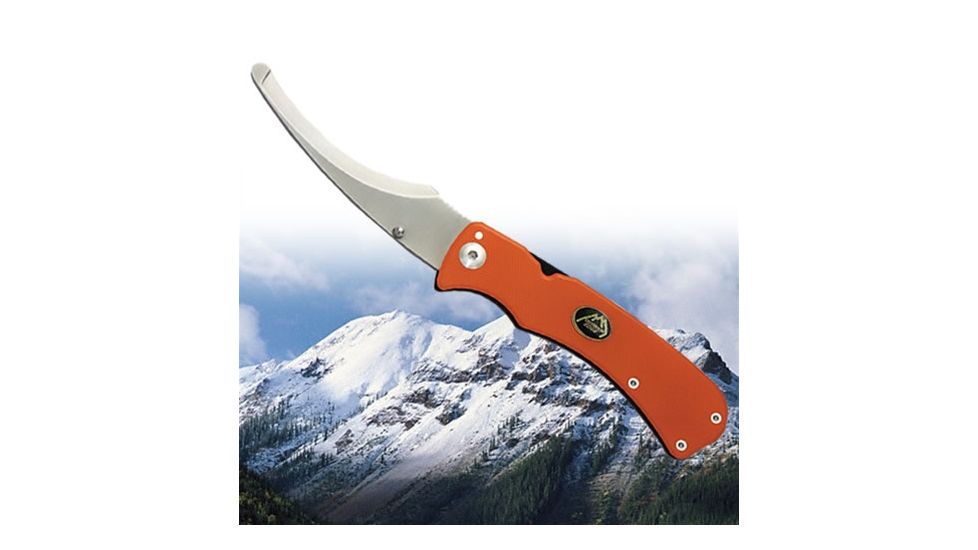 Outdoor Edge Cutlery Zip-Pro Folding Guthook/Zipper Blade, Blaze Orange Handle w/ Nylon Belt Sheath ZO-10C