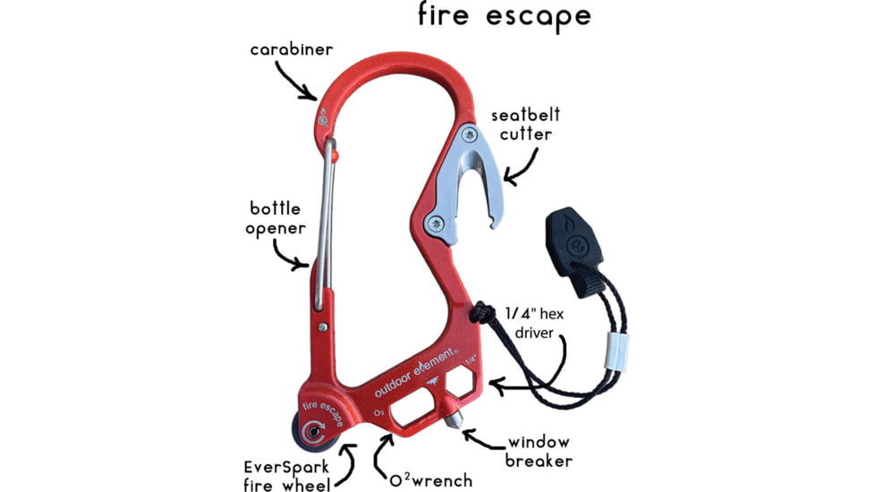 Outdoor Element Fire Escape Carabiner Red