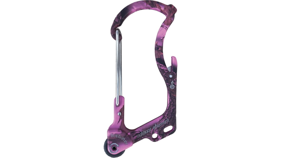 Outdoor Element Firebiner Survival Carabiner, 3in Overall, Magenta Camo Titanium Coated SS Body, Rated For 100 Lbs, F1CM
