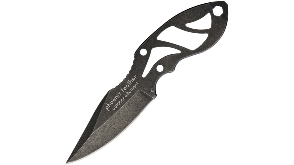 Outdoor Element Phoenix Feather Caping Blade, 3 black stonewash finish D2 tool steel caping bla, PKF