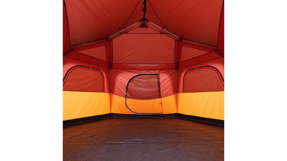 Outdoor Products 8 Person Hexagon Tent With Led Lighted Poles, Orange/Maroon, 50029