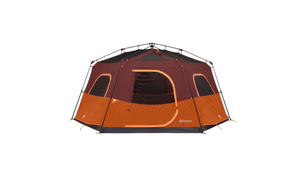 Outdoor Products 8 Person Hexagon Tent With Led Lighted Poles, Orange/Maroon, 50029