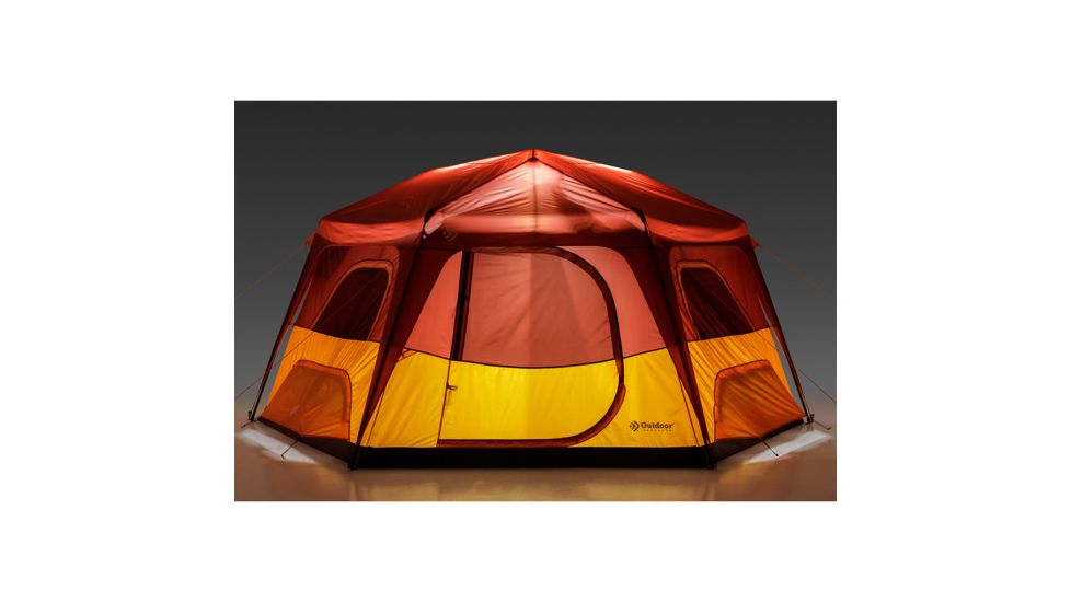Outdoor Products 8 Person Hexagon Tent With Led Lighted Poles, Orange/Maroon, 50029