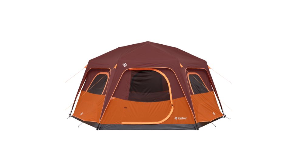Outdoor Products 8 Person Hexagon Tent With Led Lighted Poles, Orange/Maroon, 50029