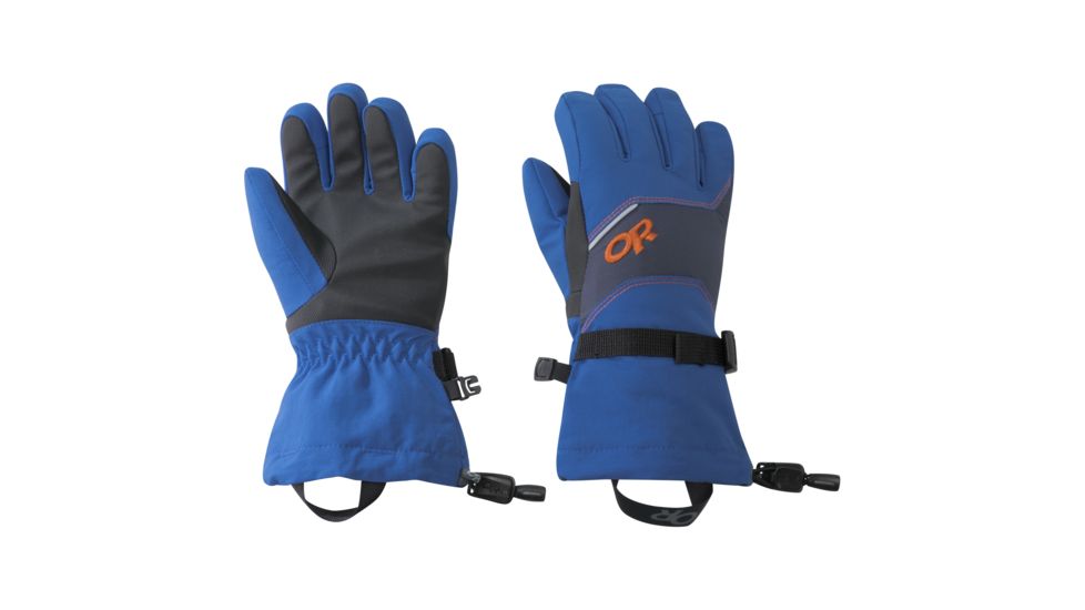 Outdoor Research Adrenaline Gloves - Kids, Cobalt/Naval Blue/Burnt Orange, Small, 2431961322006