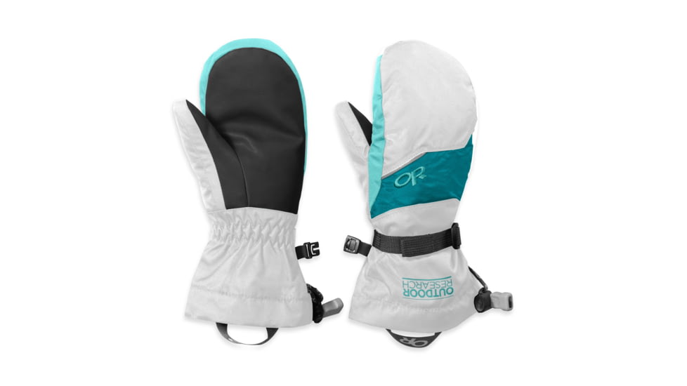 Outdoor Research Adrenaline Mitts - Kid's-White/Alpine Lake/Pool-Large