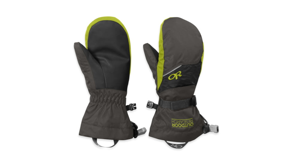 Outdoor Research Adrenaline Mitts - Kids-Charcoal/Black/Lemongrass-Medium