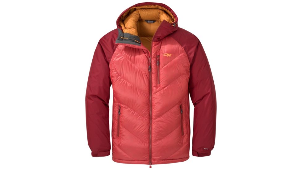 Outdoor Research Alpine Down Hooded Jacket - Mens, Tomato/Firebrick, S, 2680831362006