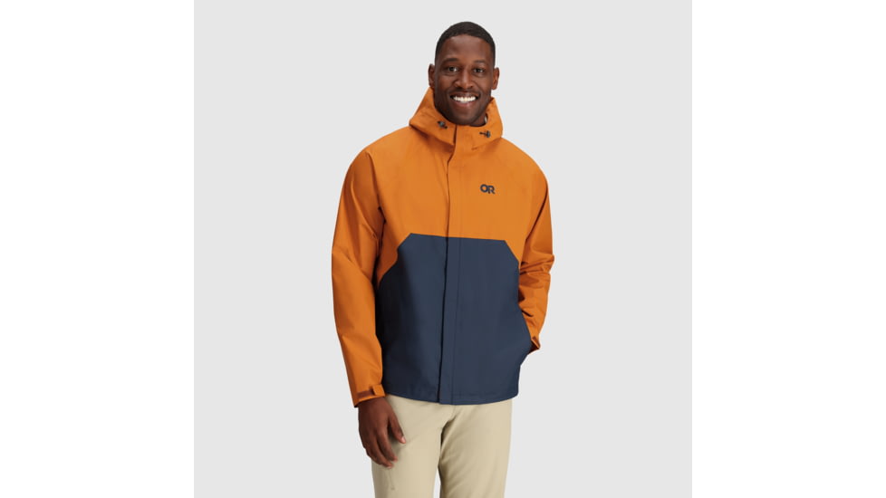 Outdoor Research Apollo Rain Jacket - Mens, Marmalade/Naval Blue, M, 2691692327007