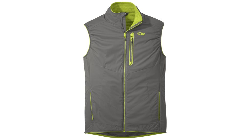 Outdoor Research Ascendant Vest, Men's, Pewter/Lemongrass, M 254011-pt/lemgr-M