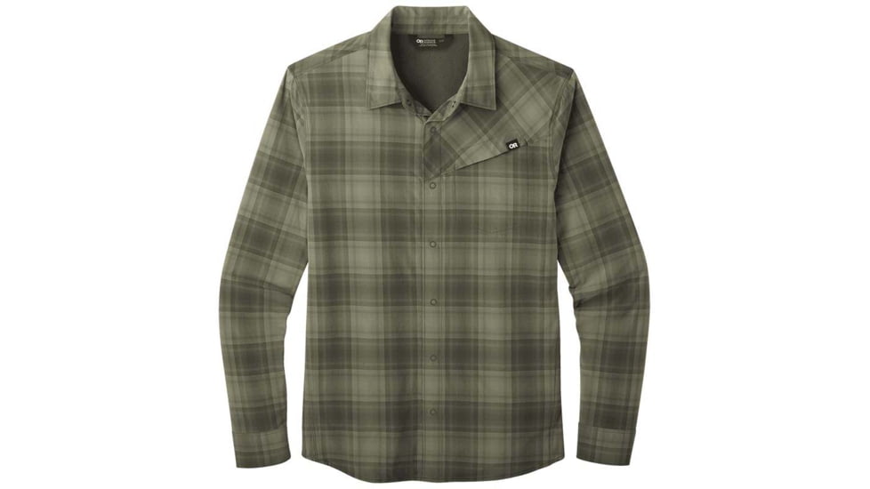 Outdoor Research Astroman Long Sleeve Sun Shirt - Men's, Fatigue Plaid, Small, 2822791848006