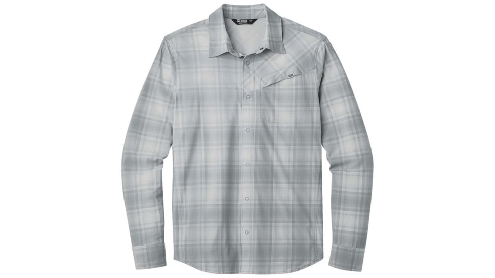 Outdoor Research Astroman Long Sleeve Sun Shirt - Men's, Lead Plaid, Medium, 2822791991007