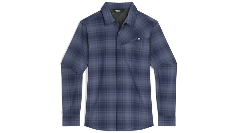 Outdoor Research Astroman Long Sleeve Sun Shirt - Men's, Naval Blue Plaid, 3XL, 2822791400011