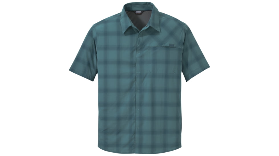 Outdoor Research Astroman Short Sleeve Sun Shirt, Men's, Washed Peacock, S, 242849-washed peacock-S