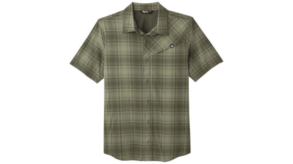 Outdoor Research Astroman Short Sleeve Sun Shirt - Men's, Fatigue Plaid, Extra Large, 2822781848009