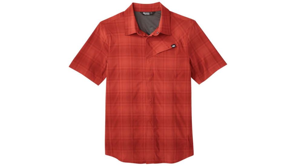 Outdoor Research Astroman Short Sleeve Sun Shirt - Men's, Mars Plaid, Medium, 2822781992007