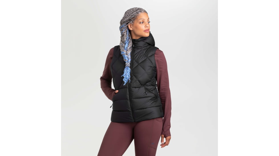 Outdoor Research Coldfront Hooded Down Vest - Womens, Black, Extra Small, 2832000001005