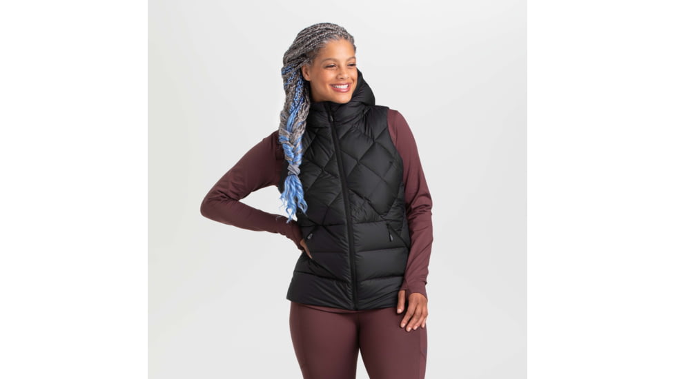Outdoor Research Coldfront Hooded Down Vest - Womens, Black, Extra Small, 2832000001005