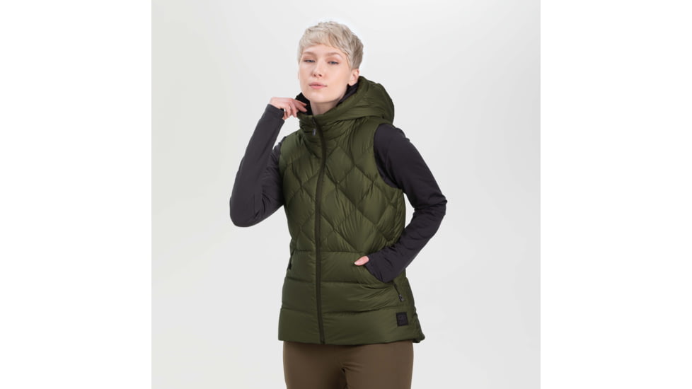 Outdoor Research Coldfront Hooded Down Vest - Womens, Loden, Extra Small, 2832001943005