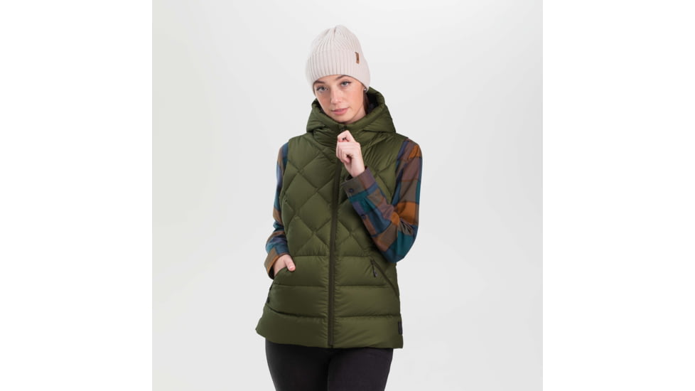 Outdoor Research Coldfront Hooded Down Vest - Womens, Loden, Extra Small, 2832001943005