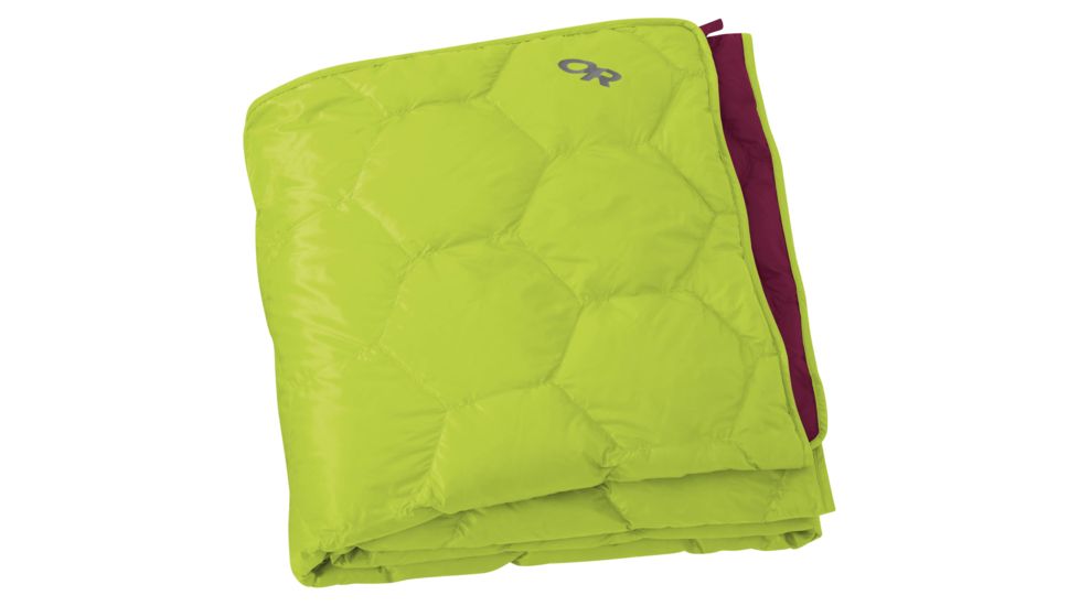 Outdoor Research Down Blanket with Stuff Sack, Lemongrass/Raspberry, One Size, 272949-1765222