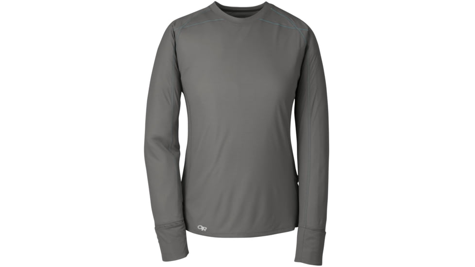 Outdoor Research Echo Long Sleeve Tee - Womens, Pewter/Typhoon, Small, 365644