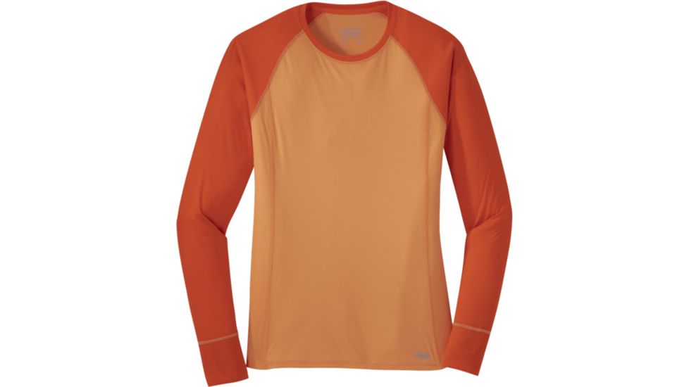 Outdoor Research Echo Long Sleeve Tee - Womens, Cantaloupe/Lava, Extra Small, 2694721789005