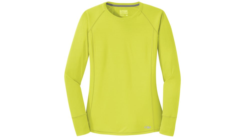 Outdoor Research Echo Long Sleeve Tee - Womens, Chartreuse, Large, 2694721430008