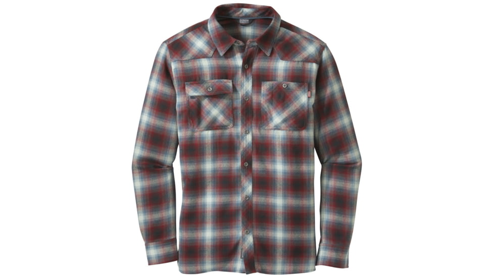 Outdoor Research Feedback Flannel Shirt - Men's-Black/Redwood-Small