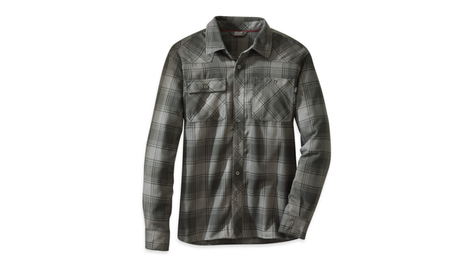 Outdoor Research Feedback Flannel Shirt - Men's-Pewter/Black-Small