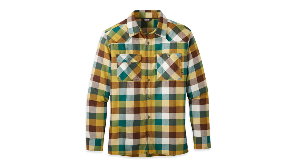 Outdoor Research Feedback Flannel Shirt - Mens, Bark Plaid, Small, 2428621629006