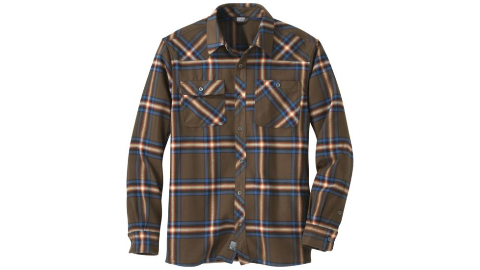 Outdoor Research Feedback Flannel Shirt - Mens, Carob Plaid, Small, 2428621404006