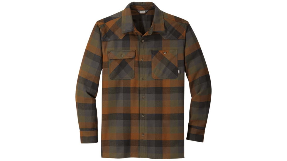 Outdoor Research Feedback Flannel Shirt - Mens, Fatigue Pld, Small, 2428621848006