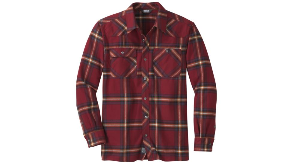 Outdoor Research Feedback Flannel Shirt - Mens, Firebrick Plaid, Extra Large, 2428621403009