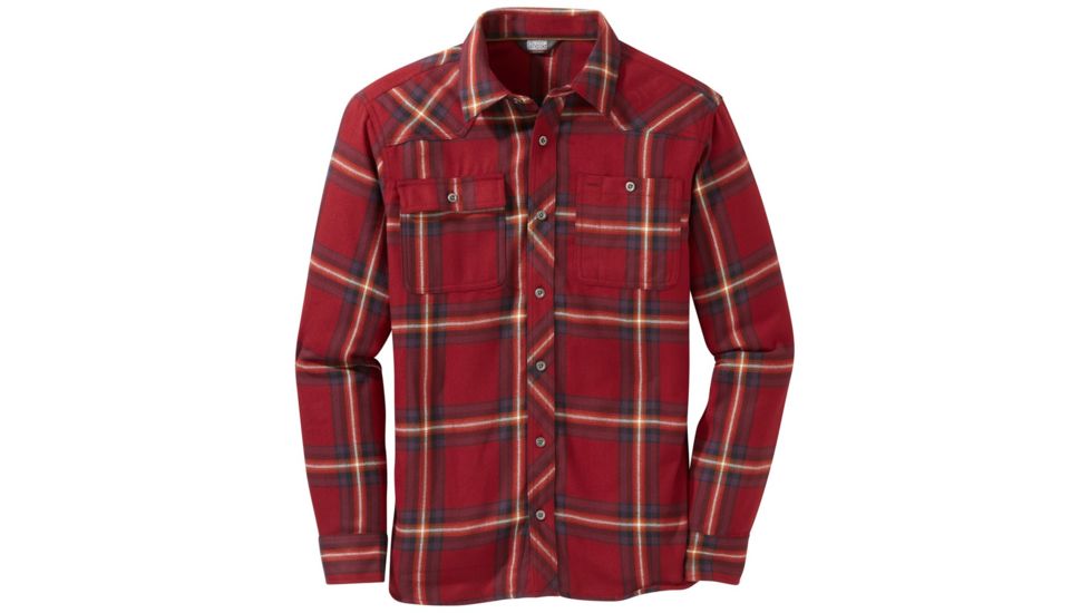 Outdoor Research Feedback Flannel Shirt - Mens, Firebrick Plaid, XXL, 2428621403010