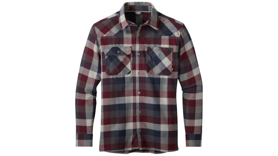 Outdoor Research Feedback Flannel Shirt - Mens, Raisin Plaid, Large, 2428621676008