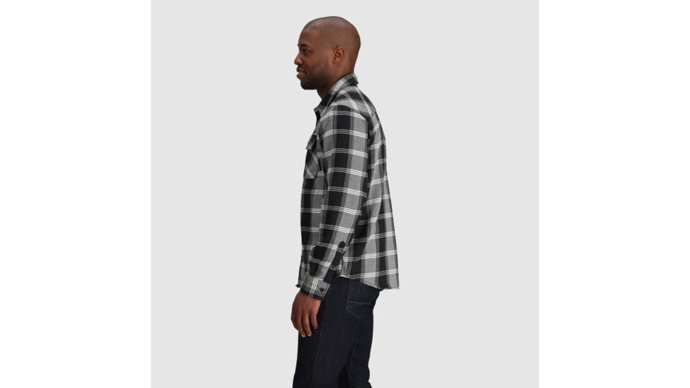 Outdoor Research Feedback Flannel Twill Shirt - Mens, Black Plaid, Medium, 3005131107007