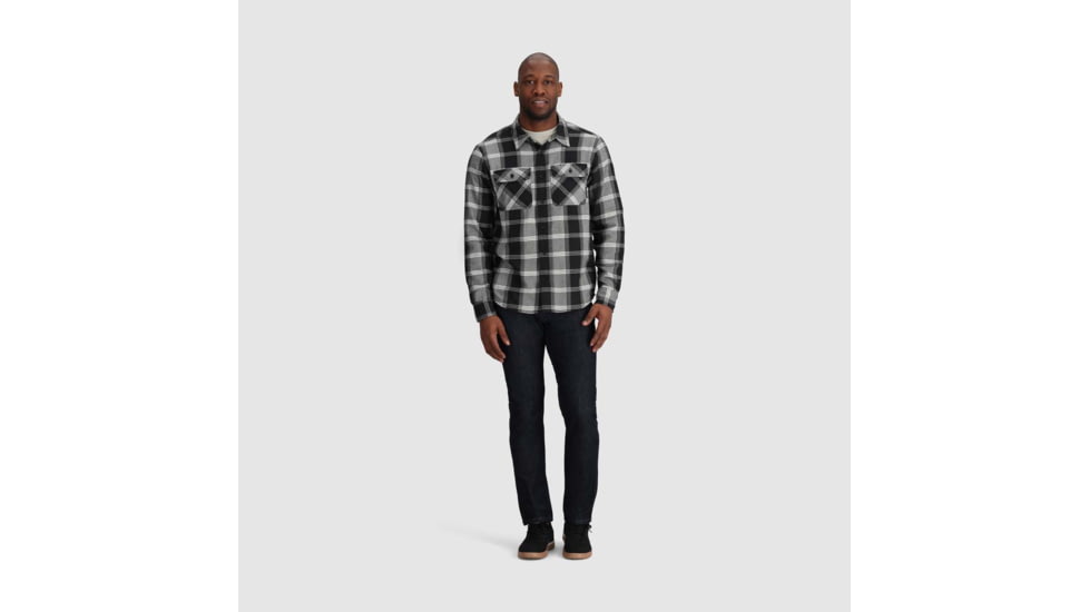 Outdoor Research Feedback Flannel Twill Shirt - Mens, Black Plaid, Medium, 3005131107007