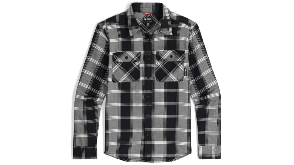Outdoor Research Feedback Flannel Twill Shirt - Mens, Black Plaid, Medium, 3005131107007