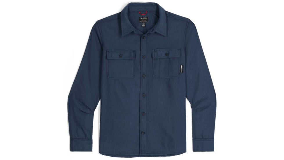 Outdoor Research Feedback Flannel Twill Shirt - Mens, Dark Navy, Medium, 3005132289007